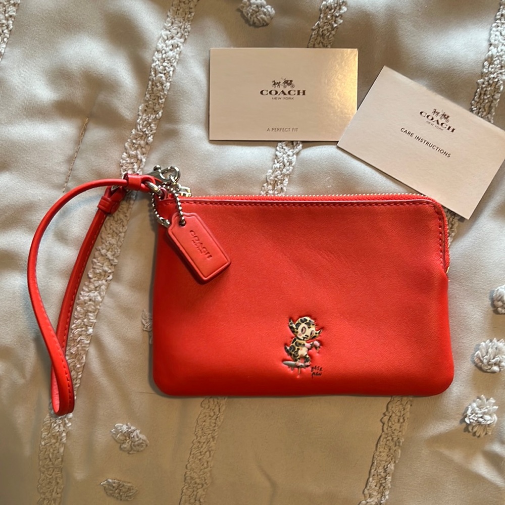 Coach x Baseman Buster Red Wristlet